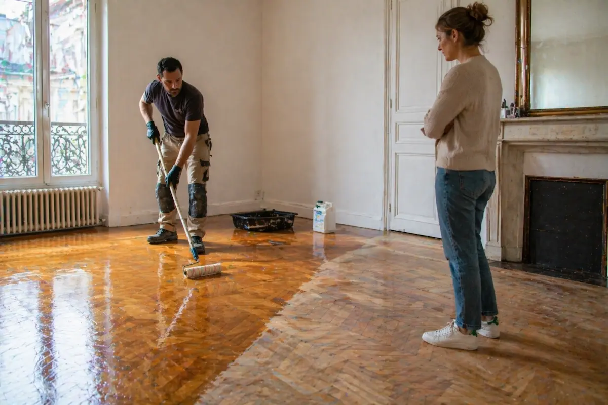 de ponçage et vitrification parquet