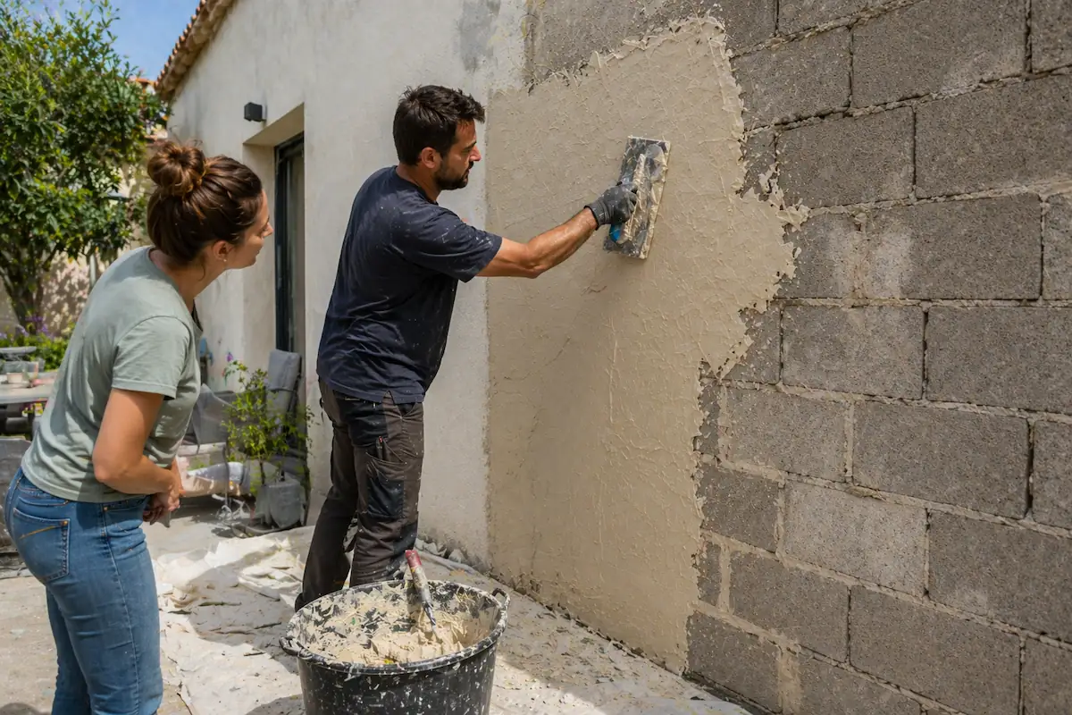 enduit mur extérieur en parpaing